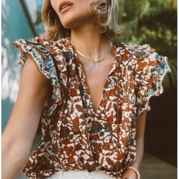 Anthro Love The Label Vineyard Ruffled Top - Picture 3 of 11